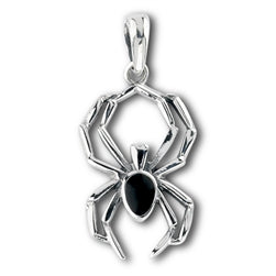 Sterling Silver Onyx Spider Pendant