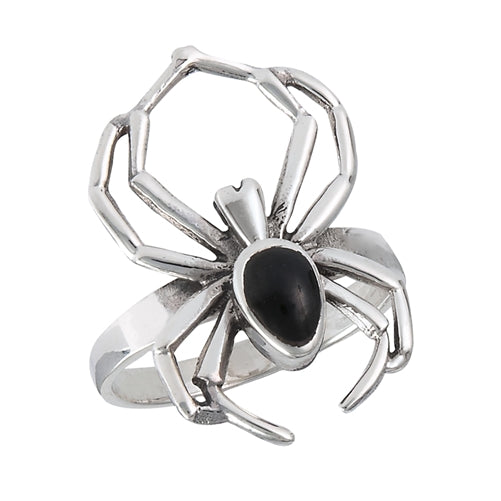 Sterling Silver Ring- Spider with Onyx